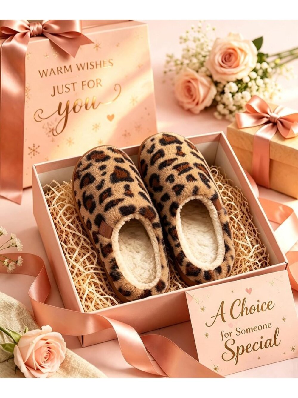 〽️Womens Leopard Fuzzy Slippers Curly Fleece Closed Toe Bedroom Slip House Shoes - Picture 7 of 7